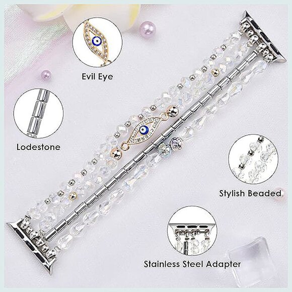 Bracelet Compatible with Apple Watch Band 38mm 40mm 41mm Women, Clear - Picture 3 of 6